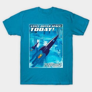 Visit Outer Space! Blue T-Shirt